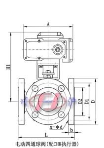 電動四通球閥(配CHR執行器)